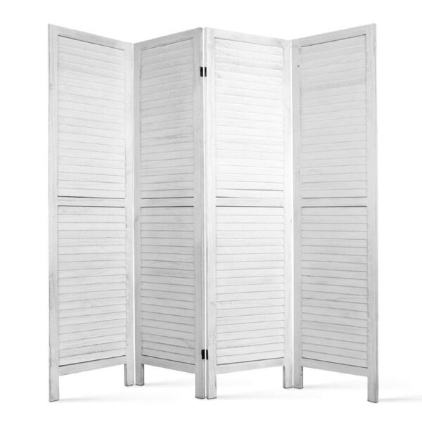 3/4/6/8 Panel Artiss Room Divider Screen Wooden Room Divider Doors Folding Room Divider 4 Panel / White