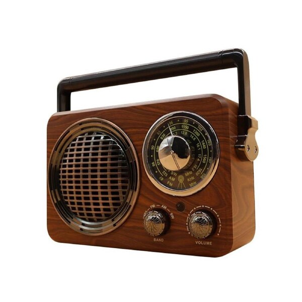 CMIK Portable Retro AM FM SW3 Radio Bluetooth Speaker USB TF Rechargeable Battery MK-612