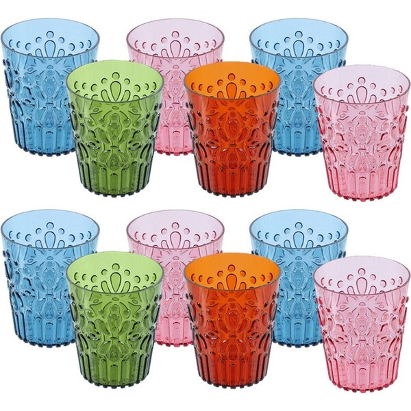 12x Lemon & Lime Floral Deco 350ml Juice Drink Plastic Tumbler Tableware Asst
