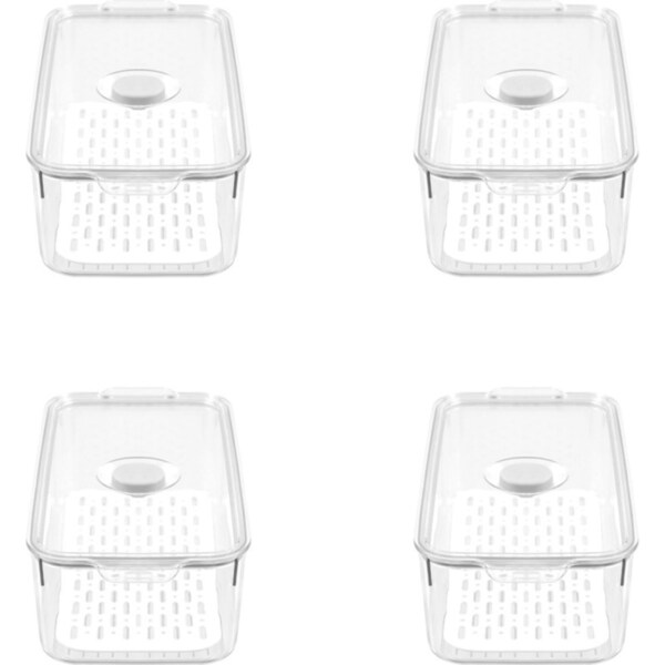 4x Boxsweden Crystal 4L/33.5cm Green Saver Fresh Storer Rectangle Container CLR