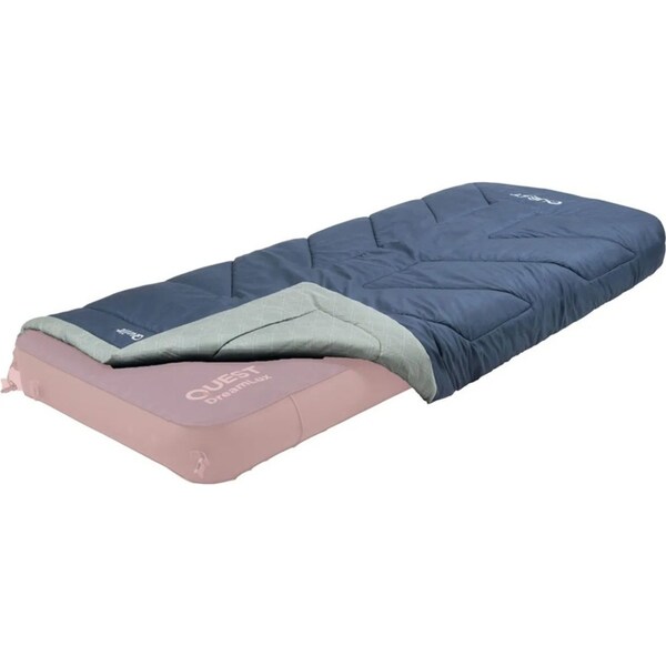 Quest 225cm Single Camp Quilt w/ Carry Bag Outdoor Camping Sleeping Blanket Blue