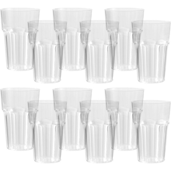 12x Lemon & Lime 450ml Plastic Drinking Cup Water Tumbler Outdoor Tableware CLR