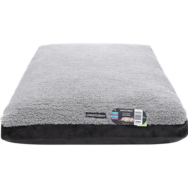 Paws & Claws Primo Plush 90cm Dog/Puppy Pet Mattress Bed Medium Grey/Charcoal