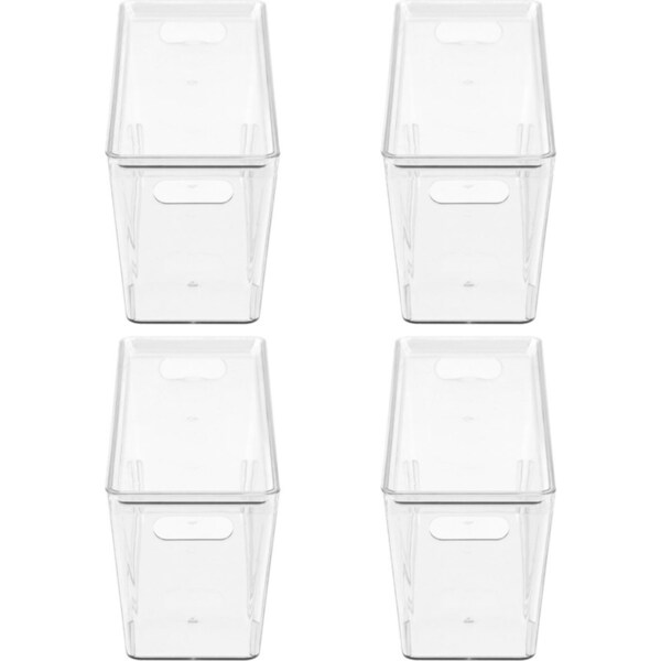 4x Boxsweden Crystal Tidy Box 34cm/5L Storage w/ Lid Stackable Organiser Clear
