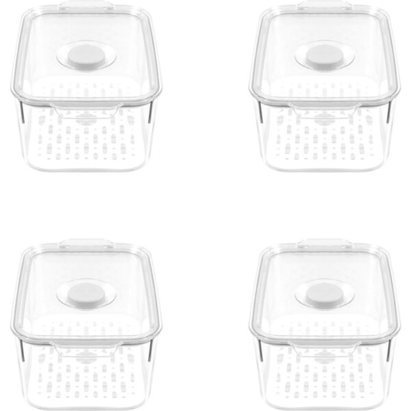 4x Boxsweden Crystal 2.4L/23.5cm Green Saver Fresh Storer Rect Container Clear