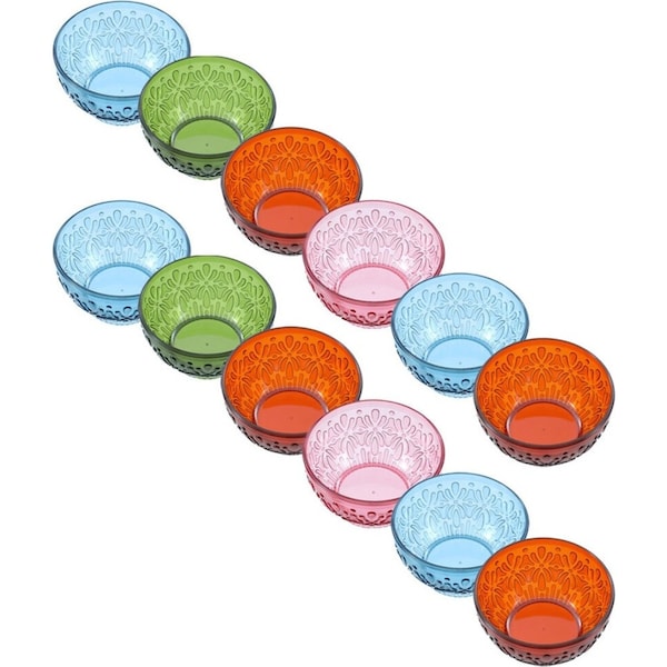 12x Lemon & Lime Floral Deco 11.5cm Serving Bowl Round Plastic Tableware Asst