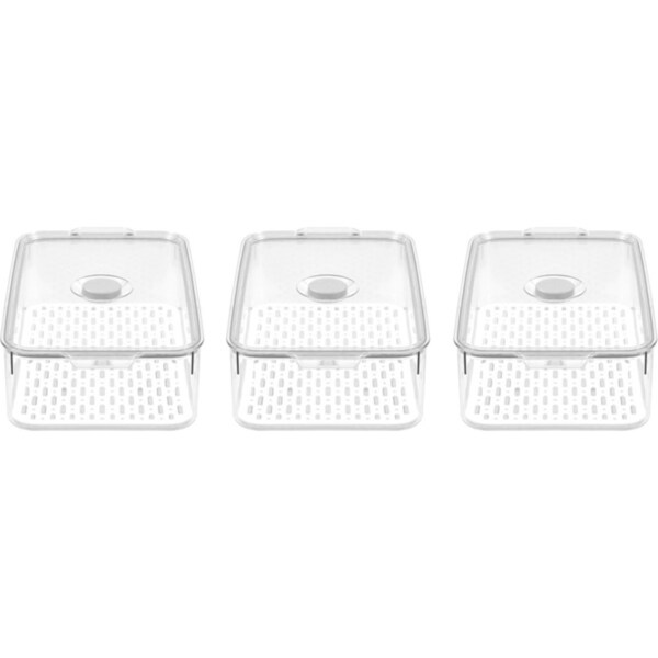 3x Boxsweden Crystal 5.1L/33.5cm Green Saver Fresh Storer Rect Container Clear