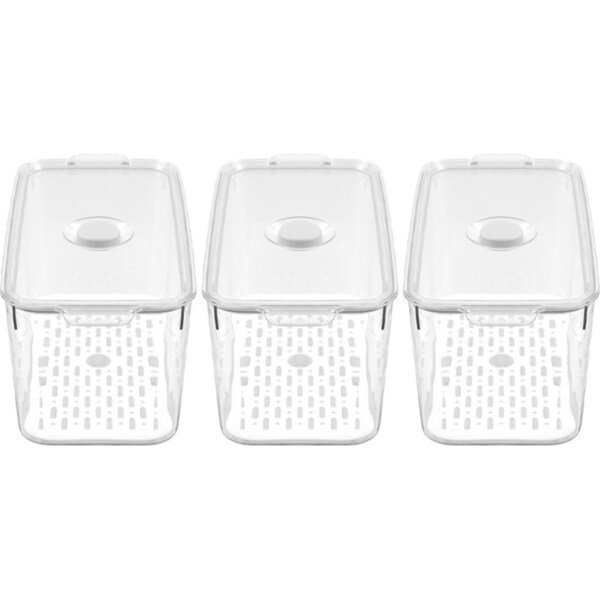 3x Boxsweden Crystal 5.7L/33.5cm Green Saver Fresh Storer Rect Container Clear