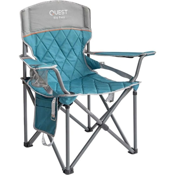 Quest Big Easy 101cm Aluminium Camp Chair w/Armrests Outdoor Camping/Picnic Blue