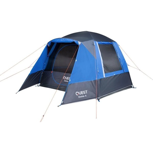 Quest 320cm 4-Person Camping Dome Tent w/ Carry Bag Outdoor Hiking Black/Blue