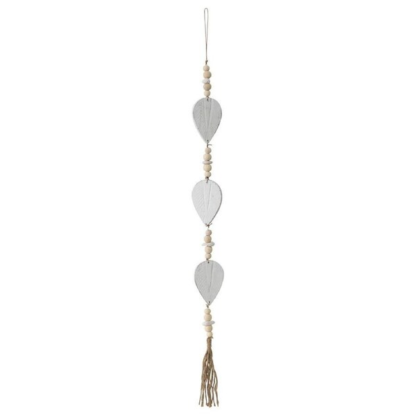 Willow & Silk Hanging 105cm Wooden 3 Leads Beads/Tassels Wall Art