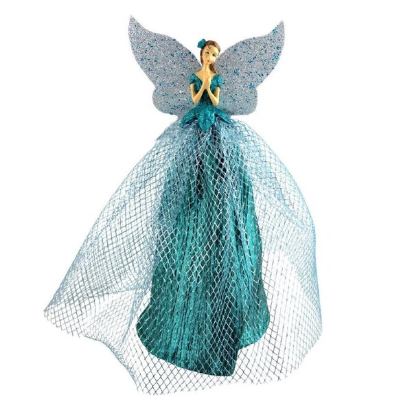 Angel Tree Topper Teal Silver 28cm