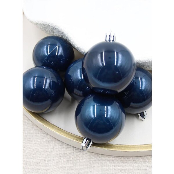 Midnight Blue Christmas Baubles 60mm Pearl 48 Pack