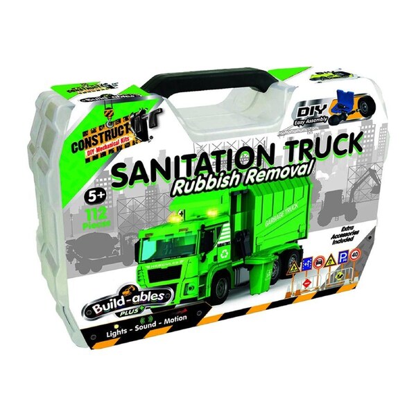 112pc Construct IT Buildables Sanitation Truck DIY Toy Set w/ Case Build Kids 5+