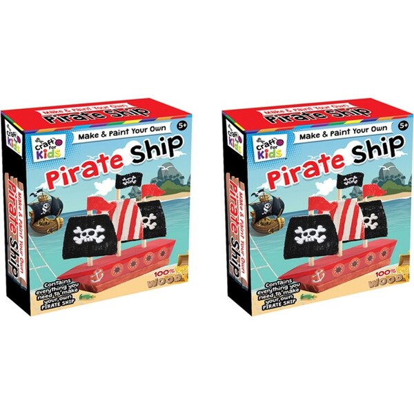 2x Craft For Kids Make & Paint Your Own Pirate Ship Children DIY Activity Kit 5+