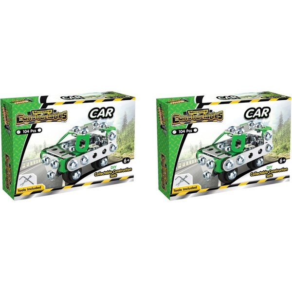 2x 104pc Construct IT Constructables DIY Car Toy w/ Tools Build Kids 6y+ Green