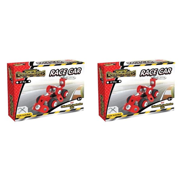 2x 57pc Construct IT Constructables DIY Race Car Toy Set w/ Tools Kids 6y+ Red