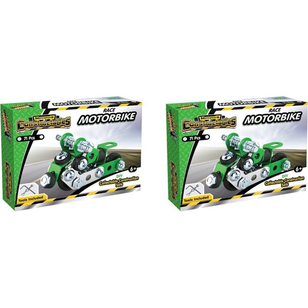 2x 71pc Construct IT Constructables DIY Motorbike Toy w/ Tools Build Kids 6+ GRN