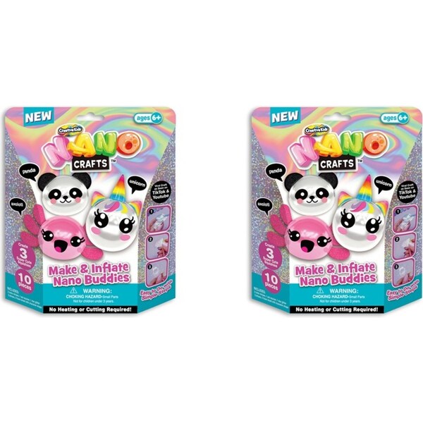 2x Nano Crafts Make & Inflate Nano Buddies Kids/Children Art Craft Play Toy 6y+