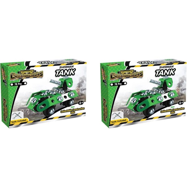 2x 78pc Construct IT Constructables DIY Tank Toy w/ Tools Build Kids 6y+ Green
