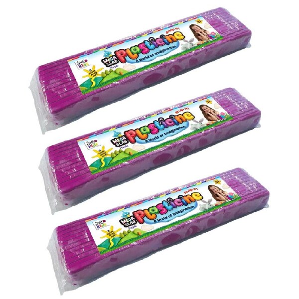 3x Craft For Kids Mega Slab Plasticine 500g Clay Block Art Craft Play Purple 3y+