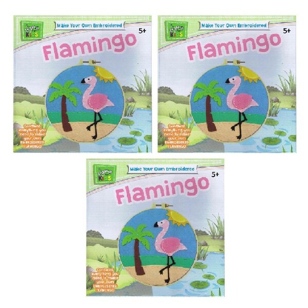3x Craft For Kids Make Your Own Embroidered Flamingo Children Activity Kit 5y+