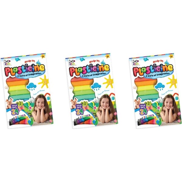 3x 24PK Craft For Kids Plasticine 400g Mega Pack 24-Colour Clay Art Craft Toy 3+