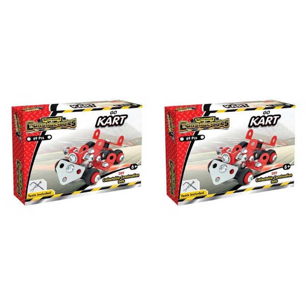 2x 69pc Construct IT Constructables Go Kart Toy Set w/ Tools Build Kids 6y+ Red
