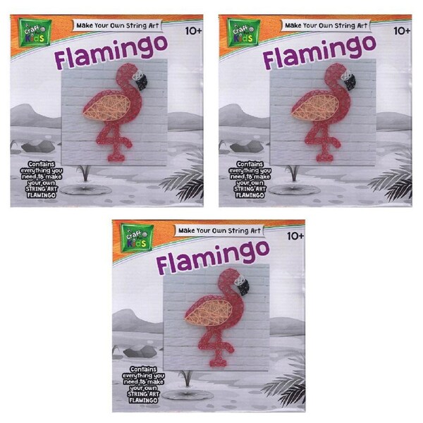 3x Craft For Kids Make Your Own String Art Flamingo Children Activity Kit 10y+