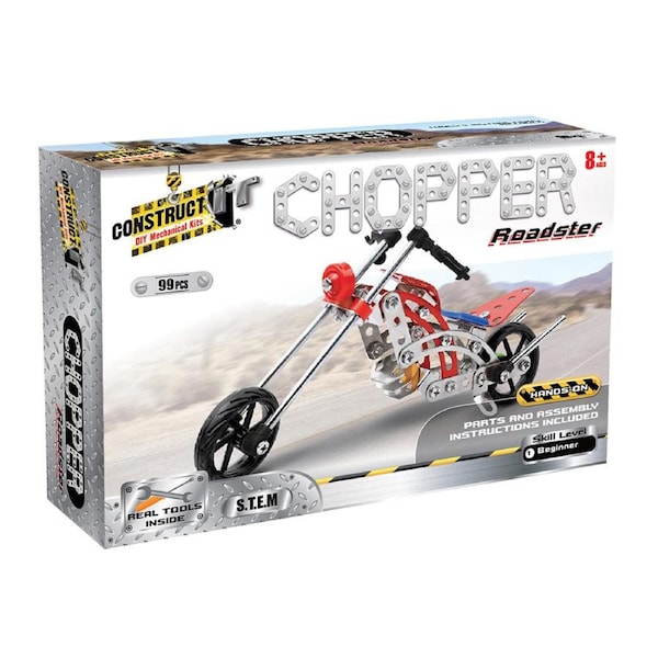 99pc Construct IT DIY Chopper Roadster Toy w/ Tools STEM Assembly Kit Kids 8y+