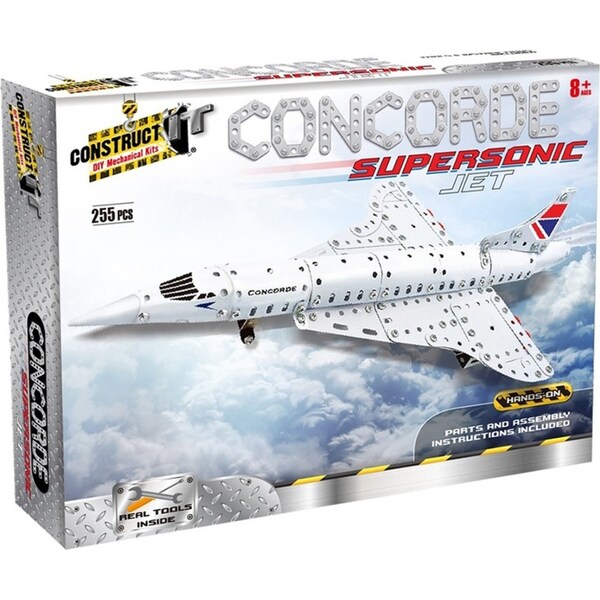 255pc Construct IT DIY Concorde Jet Toy w/ Tools Build Assembly Kit Kids 8y+