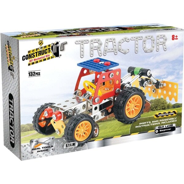 132pc Construct IT DIY Tractor Truck Toy w/Tools STEM Build Assembly Kit Kids 8+