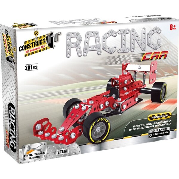 201pc Construct IT DIY Racing Car F1 Toy w/Tools STEM Build Assembly Kit Kids 8+