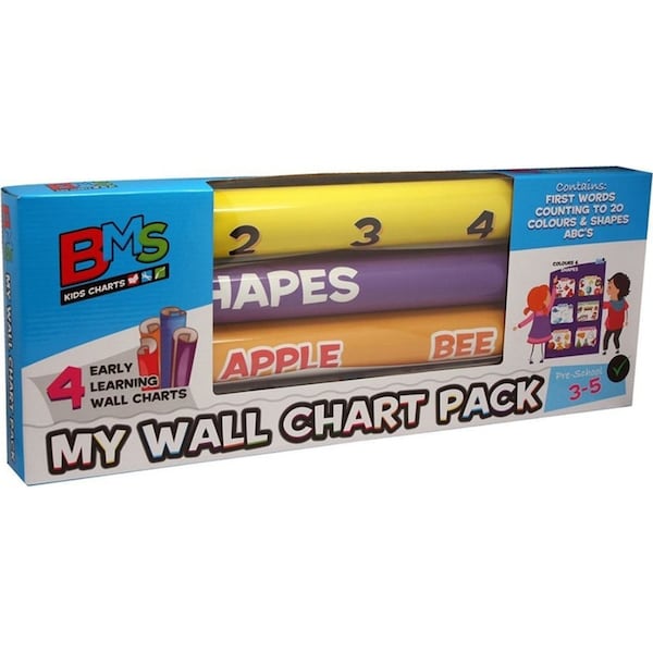 4pc Scribbles Stationery My Wall Chart Learning Shape/Alphabet/Count Kids 3-5y