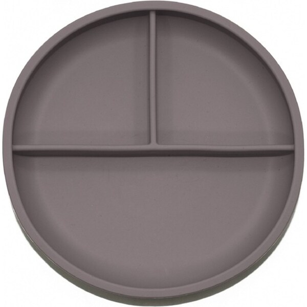 Playette Silicone Divided Baby/Infant Food Plate w/ Suction Base Grey 4m+