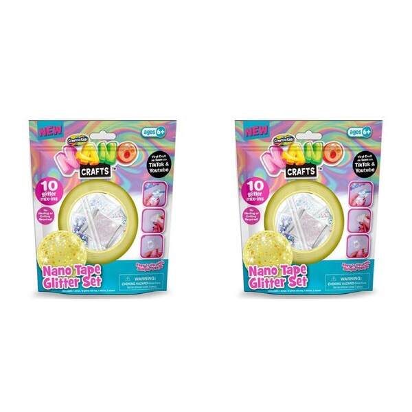 2x Nano Crafts Glitter Tape Set Art Craft Kids/Children Creative Toy 6+ PRPL