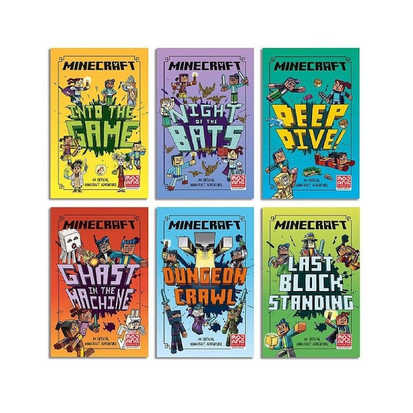 6pc Harper Collins Minecraft Woodsword Chronicles Kids Reading Story Book Set