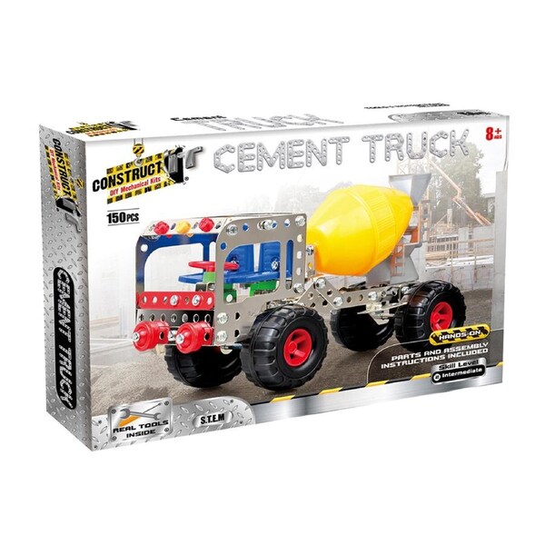 150pc Construct IT DIY Cement Truck Toy w/ Tools STEM Build Assembly Kit Kids 8+