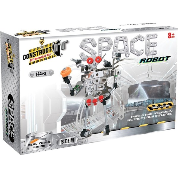 144pc Construct IT DIY Space Robot Toy w/ Tools STEM Build Assembly Kit Kids 8y+