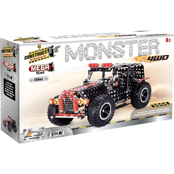536pc Construct IT Mega Set DIY Monster 4WD Vehicle Toy w/ Tools Kit Kids 8y+