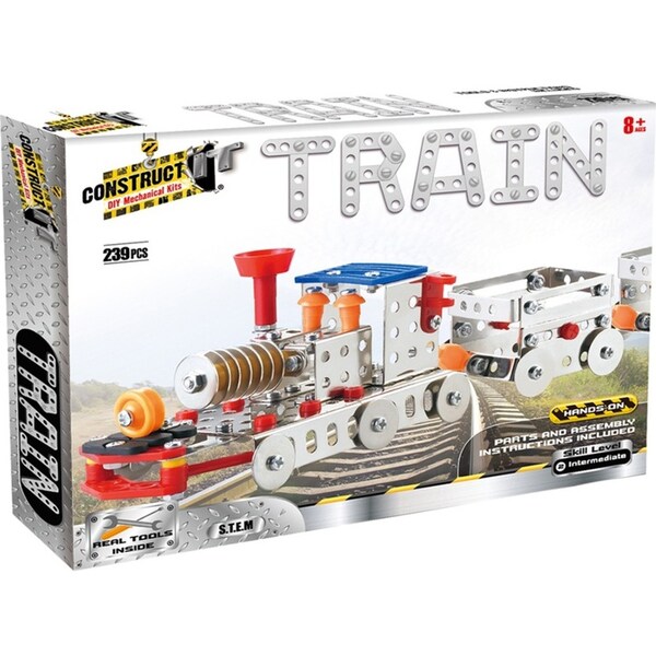 239pc Construct IT DIY Train Toy w/ Tools Play STEM Build Assembly Kit Kids 8y+