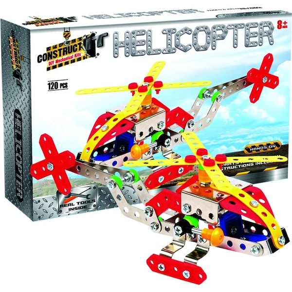 120pc Construct IT DIY Helicopter Toy w/ Tools Play Build Assembly Kit Kids 8y+
