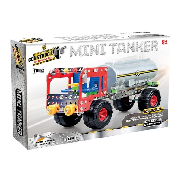170pc Construct IT DIY Tanker Truck Toy w/ Tools STEM Build Assembly Kit Kids 8+