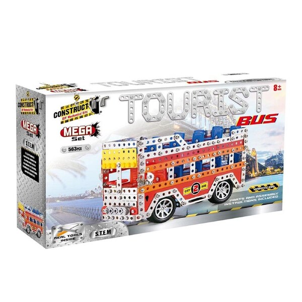 563pc Construct IT Mega Set DIY Tourist Bus Toy w/ Tools Build Kit Kids 8y+