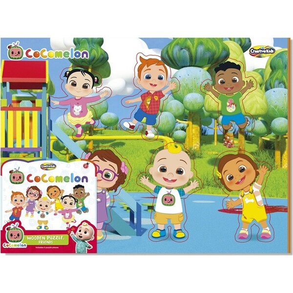 7pc Creative Kids Cocomelon Friends Wooden Starter Puzzle Toy Fun Activity 2y+