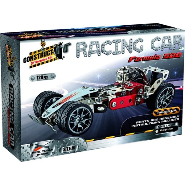 129pc Construct IT DIY Racing Car Formula 500 Toy w/Tools STEM Build Kit Kids 8+