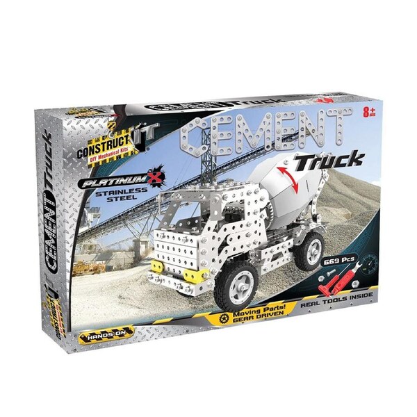669pc Construct IT Platinum-X DIY Cement Truck Toy w/ Tools Build Kit Kids 8y+