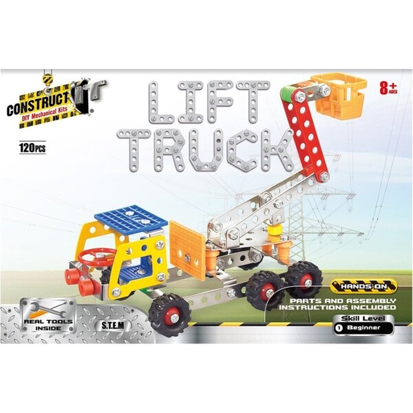 120pc Construct IT DIY Lift Truck Toy w/ Tools STEM Build Assembly Kit Kids 8+