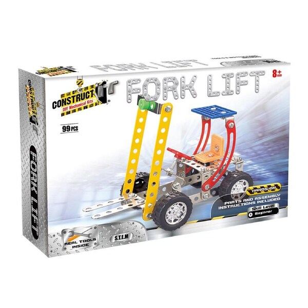 99pc Construct IT DIY Forklift Toy w/ Tools STEM Build Assembly Kit Kids 8+