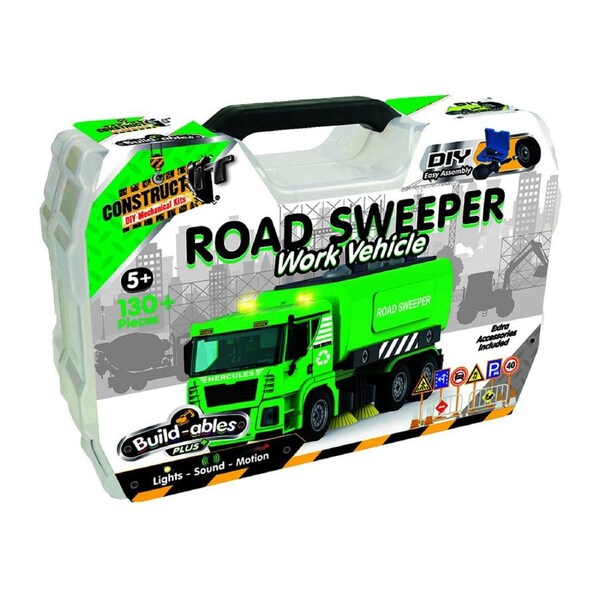 130pc Construct IT Buildables Road Sweeper DIY Toy Set w/ Case Build Kit Kids 5+